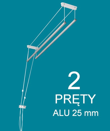 Deckentrockner 2 Stab aluminium ø25 mm rundes Stange